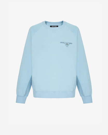 Men's Mixed Fabric Crew Sweatshirt in Light Blue 01 #light-blue