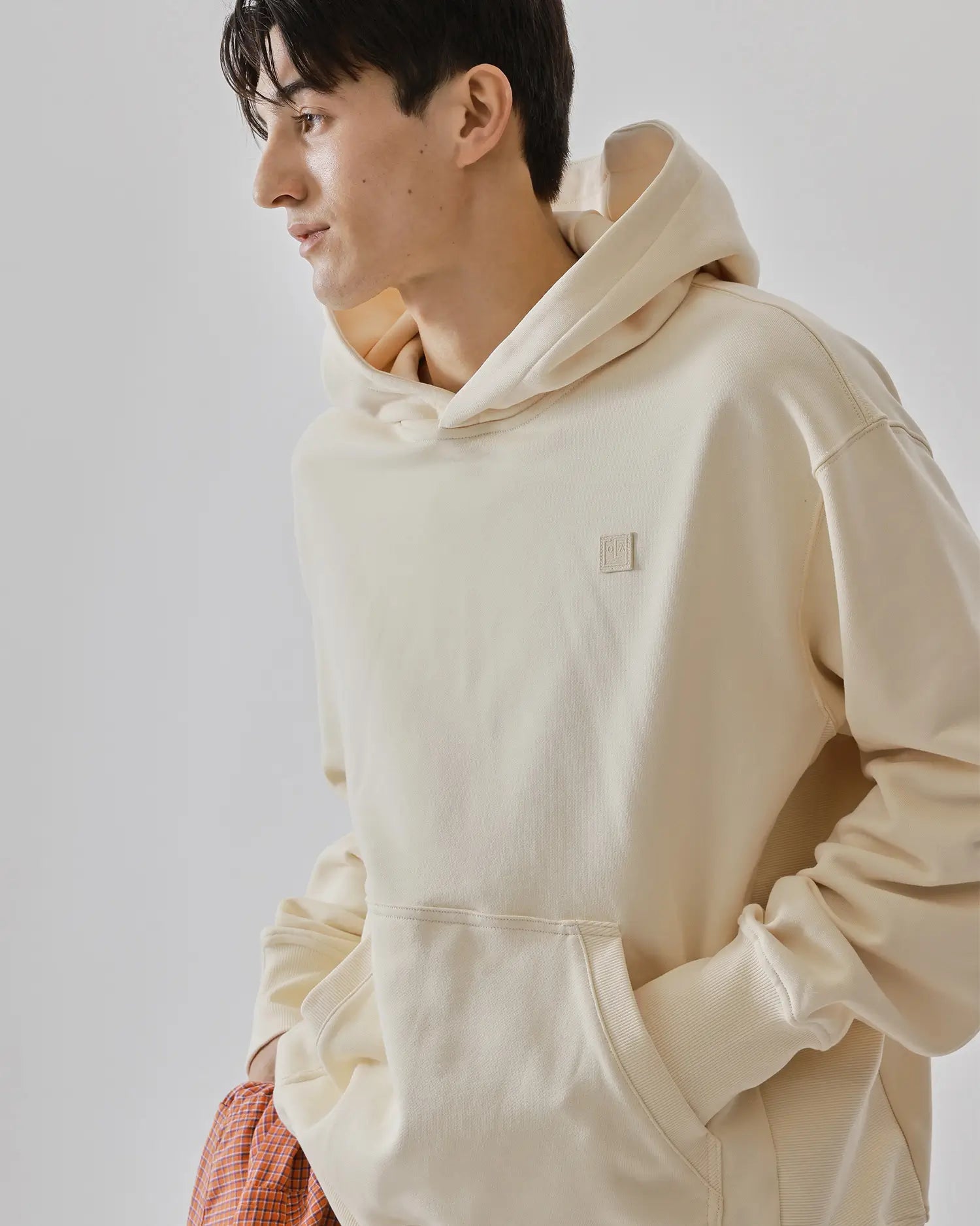 Men's Heavyweight Cotton Hoodie in Light Beige 05 #beige