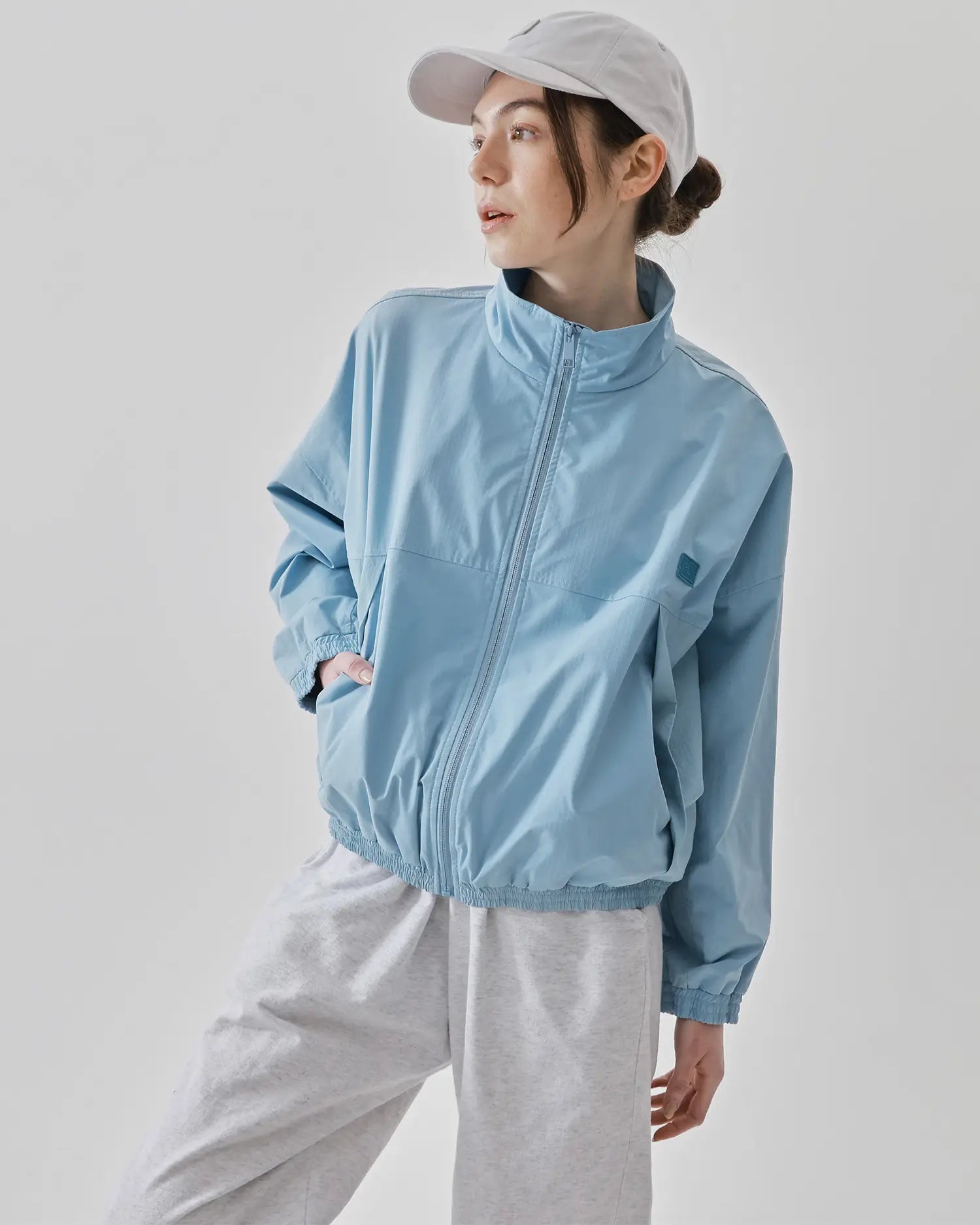 Women's Cropped Track Jacket in Light Blue 05 #light-blue