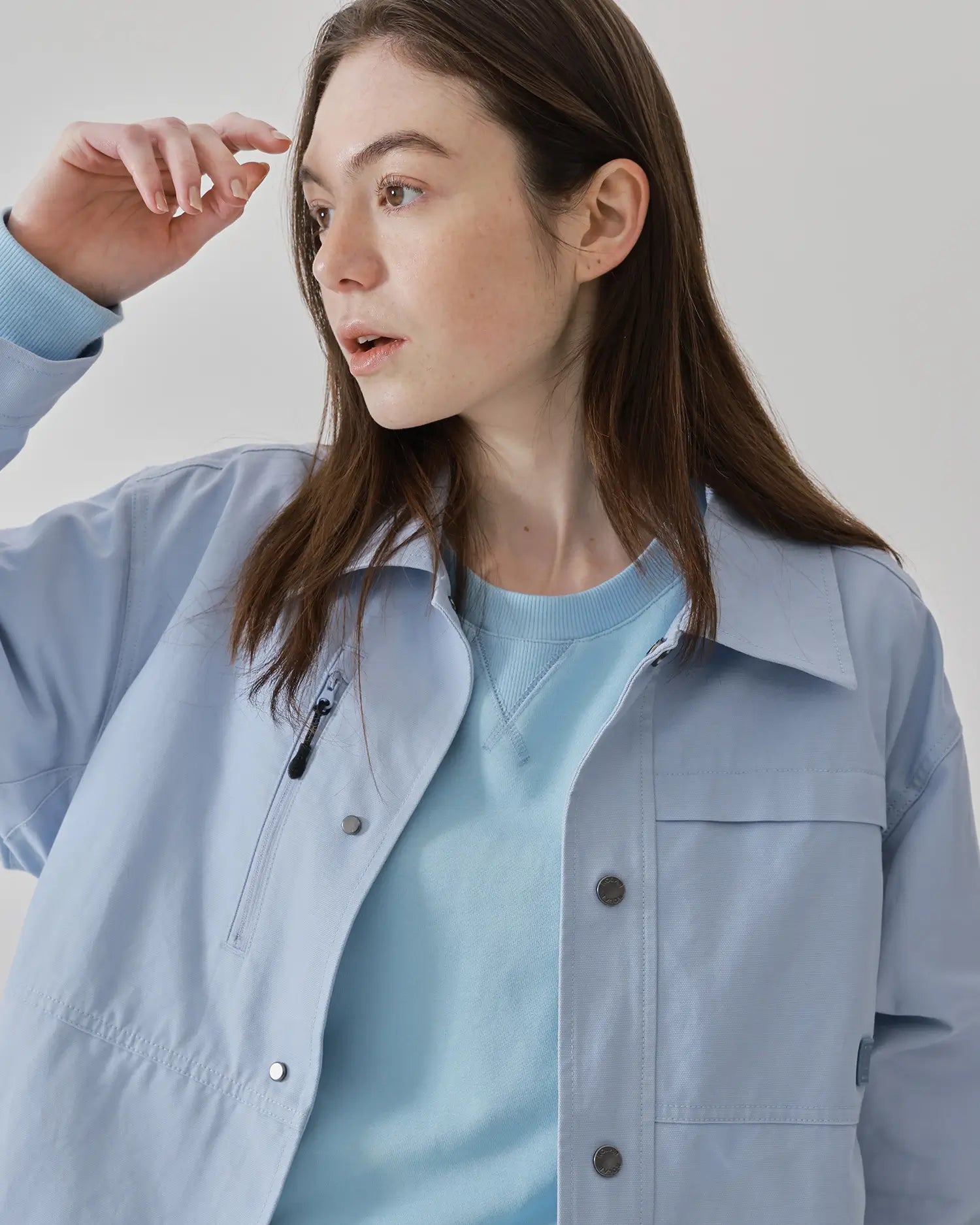 Women's Cropped Track Jacket in Light Blue 07 #light-blue