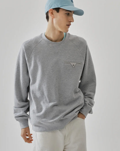 Men's Mixed Fabric Crew Sweatshirt in Gray 05 #gray