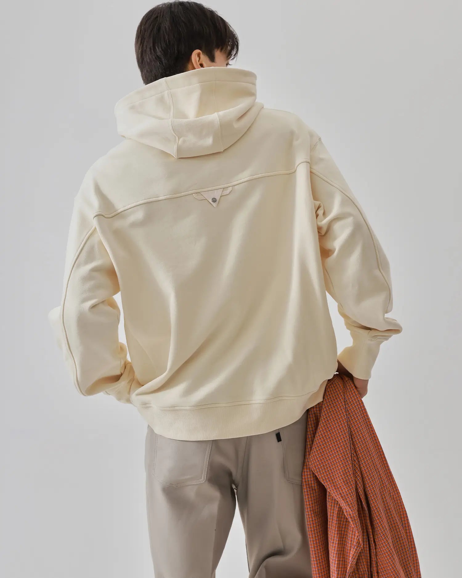 Men's Heavyweight Cotton Hoodie in Light Beige 07 #beige