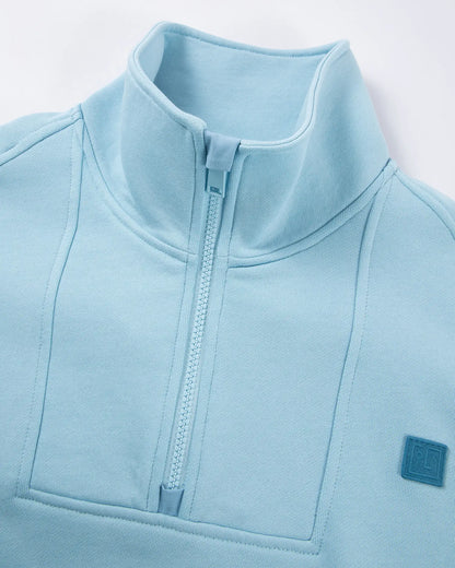 Men's Mixed Fabric Halfzip in Light Blue 03 #light-blue