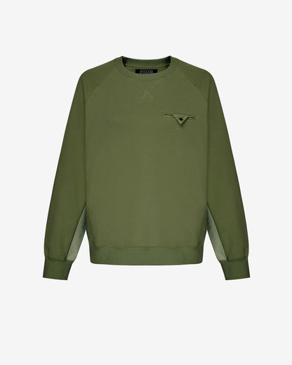 Men's Mixed Fabric Crew Sweatshirt in Military Green 01 #military-green