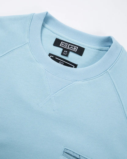 Men's Mixed Fabric Crew Sweatshirt in Light Blue 03 #light-blue