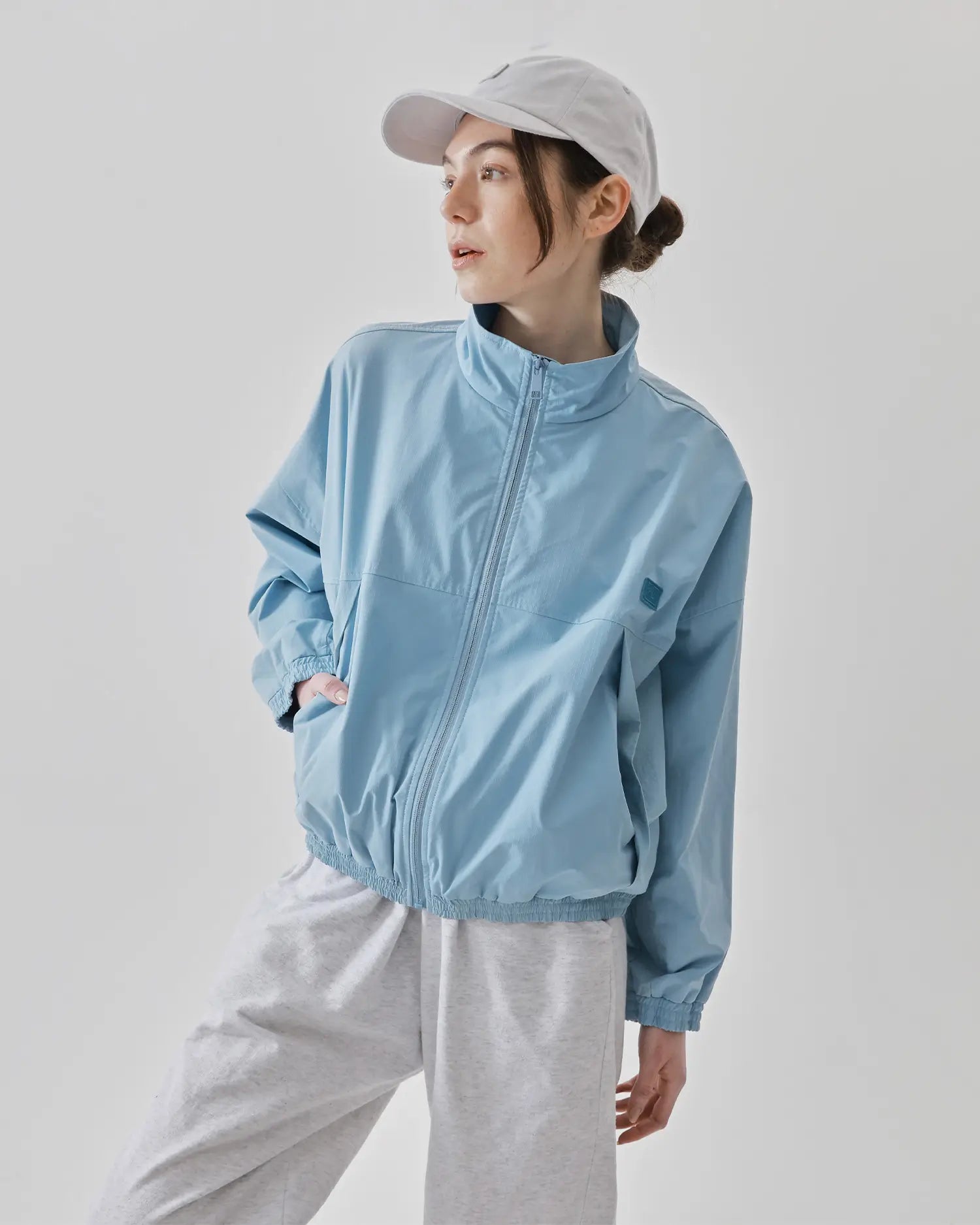 Women's Cropped Track Jacket in Light Blue 08 #light-blue