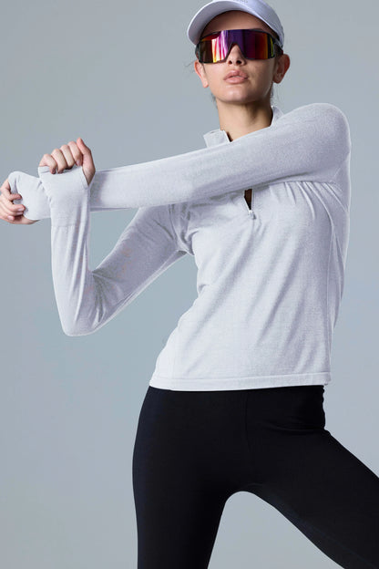 Maglia a maniche lunghe con mezza zip Tech Merino Classic Fit da donna