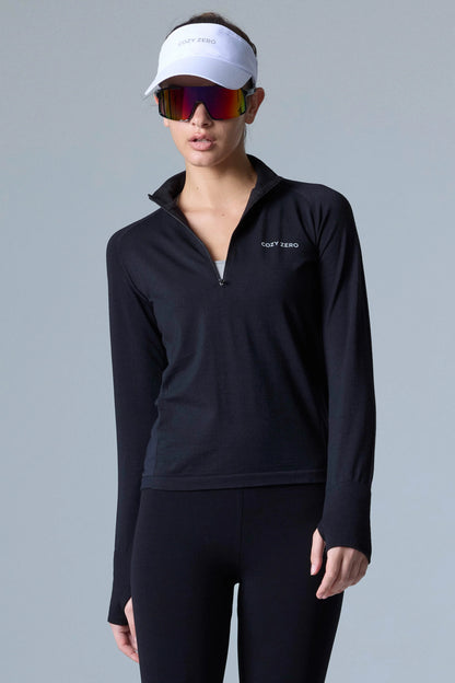 Maglia a maniche lunghe con mezza zip Tech Merino Classic Fit da donna