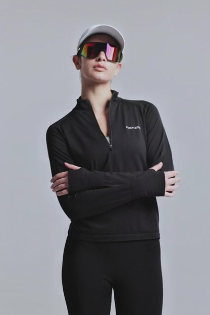 Maglia a maniche lunghe con mezza zip Tech Merino Classic Fit da donna